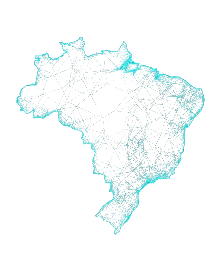 Mapa do Brasil desenhado como uma malha de conexões